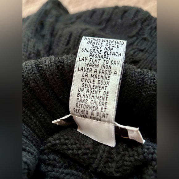 Talbots Women’s Cable Knit Funnel Neck 100% Cotton Fisherman Sweater Black Sz 1X - Picture 5 of 7